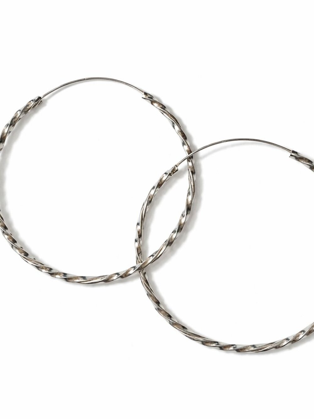 Sterling Silver Twisted Hoop Earrings 2” Statement Hoops
